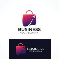 kleurrijk ecommerce boodschappen doen zak logo ontwerp vector