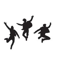 mensen silhouet Holding handen genieten van vriendschap.mensen jumping silhouet. vrienden jeugd achtergrond. menigte mensen, dichtbij naar elk ander. vector