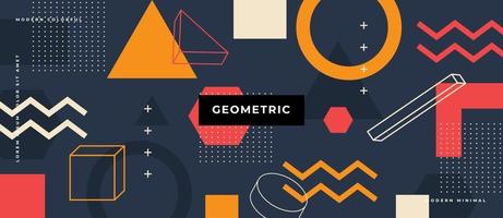 naadloos patroon met geometrische vormen in de stijl van de jaren 80. veelkleurige vintage achtergrond met driehoeken, cirkels, vierkanten, lijnen en punten vector