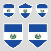 reeks van el Salvador vlag in schild vorm kader vector