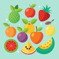 fruit verzameling cartoon-stijl illustratie vector