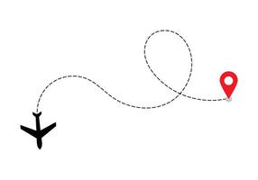 vliegtuig stippel route lijn de manier vliegtuig. vliegend met een stippel lijn van de beginnend punt en langs de pad. illustratie vector