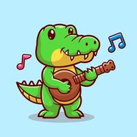 schattig krokodil spelen gitaar tekenfilm vector