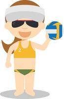 sport- tekenfilm illustraties. strand volley vrouw vector