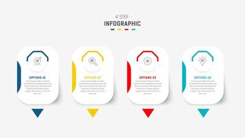 vier stap infographic element ontwerp sjabloon voor presentatie. werkwijze diagram en presentaties stap, workflow lay-out, banier, stromen grafiek, info grafisch illustratie. vector