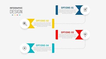 vier stap infographic element ontwerp sjabloon voor presentatie. werkwijze diagram en presentaties stap, workflow lay-out, banier, stromen grafiek, info grafisch illustratie. vector