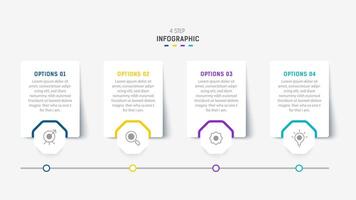 vier stap infographic element ontwerp sjabloon voor presentatie. werkwijze diagram en presentaties stap, workflow lay-out, banier, stromen grafiek, info grafisch illustratie. vector