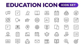 onderwijs lijn icoon verzameling. reeks van lijn pictogrammen van onderwijs voor modern concepten, web, en apps. reeks van vlak tekens en symbolen voor web en apps. vector