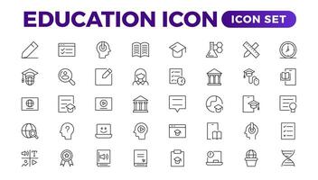 onderwijs lijn icoon verzameling. reeks van lijn pictogrammen van onderwijs voor modern concepten, web, en apps. reeks van vlak tekens en symbolen voor web en apps. vector