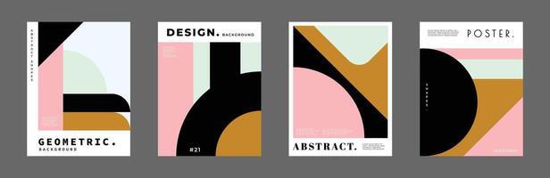 creatief meetkundig poster ontwerp bundel. abstract minimalistische vormen achtergrond sjabloon set. modieus veelhoekige backdrop ontwerp bundel. vector