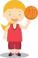 sport- tekenfilm illustraties. basketbal vrouw vector