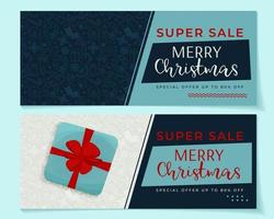 vrolijk kerstfeest 2 banner set met winterelementen. vector illustratie