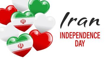 ik rende onafhankelijkheid dag. banier met Iraans vlaggen in de vorm van een hart. banier, poster, vakantie illustratie. vector