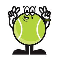 grappig tekenfilm karakter van tennis bal. kan worden gebruikt net zo sticker, affiches, afdrukken. retro tekenfilm stijl. illustratie vector