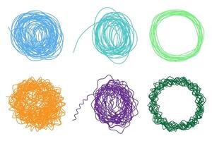 kleurrijk chaos verstrikt vorm kattebelletje schetsen ingewikkeld chaotisch structuur illustratie. vector