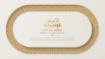 eid al-adha decoratief luxe sier- achtergrond met arabesk grens patroon vector