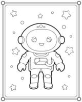 schattig astronaut in ruimte geschikt voor kinderen kleur bladzijde illustratie vector