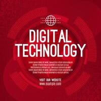 digitaal technologie sociaal post banier uitverkoop sjabloon rood achtergrond, abstract cyber informatie communicatie, innovatie toekomst tech gegevens, internet netwerk verbinding, ai groot gegevens illustratie vector