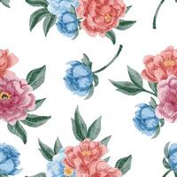 blauw, roze, en rood roos waterverf bloem naadloos patroon vector