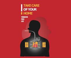 tabak vrij leven sigaret vergiftigen Gezondheid bewustzijn poster ontwerp vector