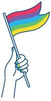 hand- Holding regenboog vlag trots sticker icoon vector