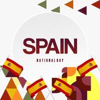 Spaans nationaal dag plein banier in kleurrijk modern meetkundig stijl. nationaal en onafhankelijkheid dag groet kaart met Spanje vlag. achtergrond vieren nationaal vakantie partij vector