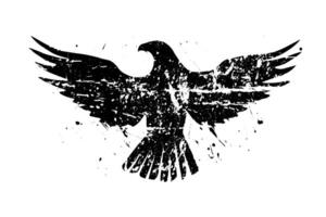 wijnoogst adelaar tatoeëren illustratie hand getekend vogel met grunge structuur en cross-hatch patroon. vector