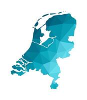 illustratie met vereenvoudigd blauw silhouet van Nederland kaart. veelhoekige driehoekig stijl. wit achtergrond. vector