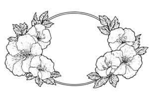 hibiscus bloem grens hand- getrokken inkt schetsen. gegraveerde stijl illustratie. vector