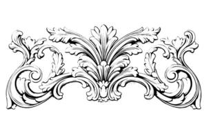 wijnoogst barok versiering ingewikkeld illustraties van bouwkundig stucwerk details element. vector