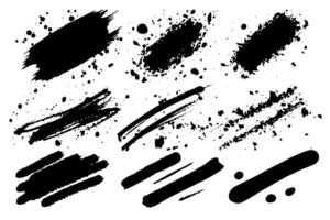 verf borstel. zwart inkt grunge borstel slagen. penseel set. grunge ontwerp elementen. geschilderd inkt strepen. vector