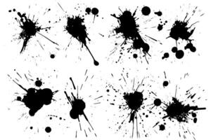 inkt geklater verzameling abstract grunge klodder Effecten. plons druppel. vector