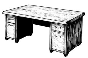 schrijven bureau hand- getrokken inkt schetsen. gravure stijl wijnoogst illustratie. vector