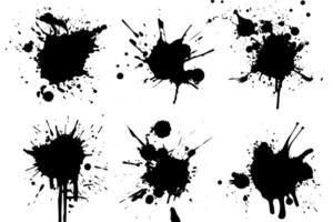 inkt geklater reeks grunge vlekken, druppels, en spatten in zwart en wit. vector