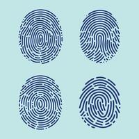 gebruiker vinger scannen icoon set. vingerafdruk tintje biometrisch ID kaart symbool. modern account vingerafdruk identificatie veiligheid teken verzameling. gebruiker herkenning scanner insigne vector