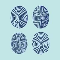 gebruiker vinger scannen icoon set. vingerafdruk tintje biometrisch ID kaart symbool. modern account vingerafdruk identificatie veiligheid teken verzameling. gebruiker herkenning scanner insigne vector