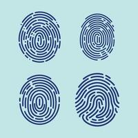 gebruiker vinger scannen icoon set. vingerafdruk tintje biometrisch ID kaart symbool. modern account vingerafdruk identificatie veiligheid teken verzameling. gebruiker herkenning scanner insigne vector