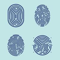 gebruiker vinger scannen icoon set. vingerafdruk tintje biometrisch ID kaart symbool. modern account vingerafdruk identificatie veiligheid teken verzameling. gebruiker herkenning scanner insigne vector