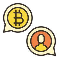 p2p bitcoin crypto valuta in toespraak bubbel uitwisseling gekleurde icoon of symbool vector