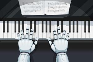 robot piano musicus, machine componist aan het leren vector