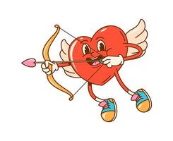 tekenfilm groovy liefde cherubijn Cupido hart karakter vector