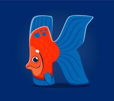 zee dier onderwater- lettertype, brief k tropisch vis vector