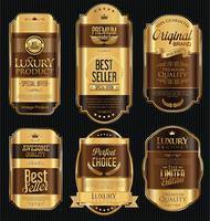 Luxe premium gouden insignes en labels vector