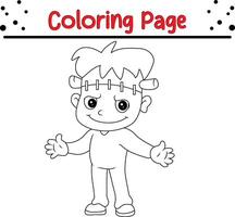 schattig halloween zombie jongen kleur boek bladzijde voor volwassenen en kinderen vector