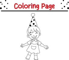 schattig weinig meisje kleur boek bladzijde voor volwassenen en kinderen vector