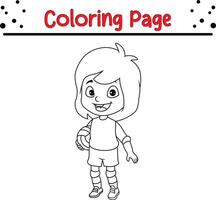 schattig weinig meisje spelen basketbal kleur boek bladzijde voor volwassenen en kinderen vector