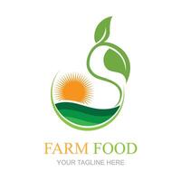 boerderij voedsel, natuurlijk boerderij en boerderij huis concept logo vector