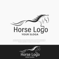 paard logo. stal, boerderij, vallei, bedrijf, race-logo-ontwerp. silhouetten van paarden, mustangs, hengsten, mascottes, wilde paarden, arabische dieren voor racepictogrammen. sport hockey sjabloon vector