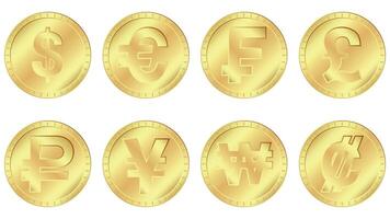 gouden munten van verschillend landen vector
