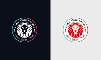 leeuw minimalistische logo, koning leeuw symbool in rood zwart, geel kleur, leeuw gezicht met brand icoon rood hert dierentuin Woud vector